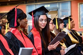 Graduates at their commencement ceremony