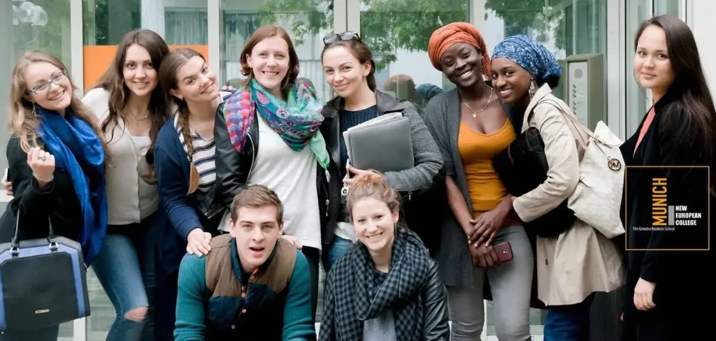 Students in front of NEC Campus