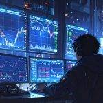 manga character looking at market screens