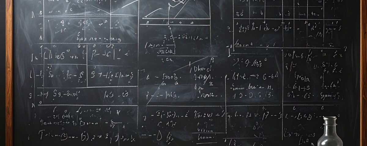 School blackboard with formulas