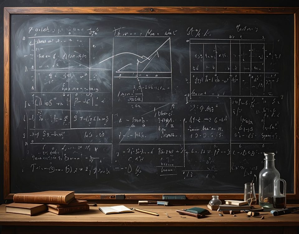 School blackboard with formulas